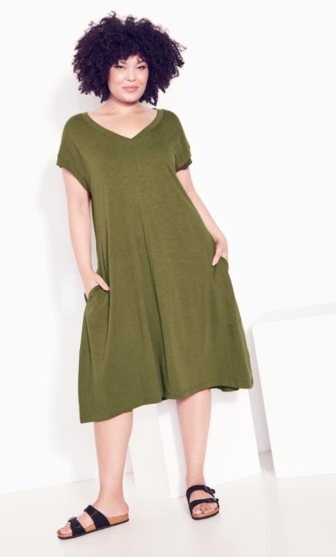  Grande Taille Evans Green Lilly Plain Dress