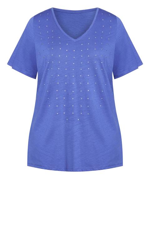 Evans Blue Studded V-Neck T-Shirt 5