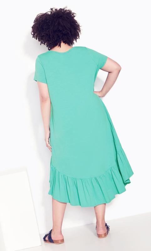 Evans Green Ella Ruffle Plain Dress 2