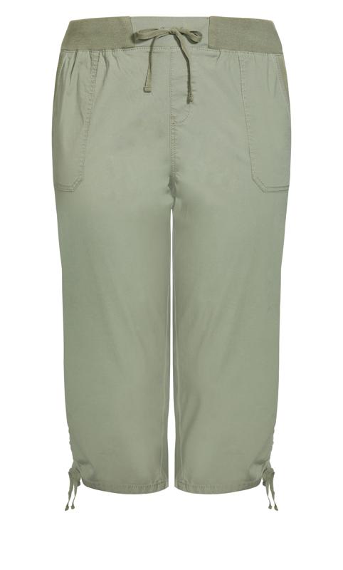 Evans Khaki Cool Cotton Cropped Trousers 5
