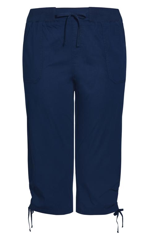 Evans Navy Blue Elasticated Waist Cropped Trousers 5