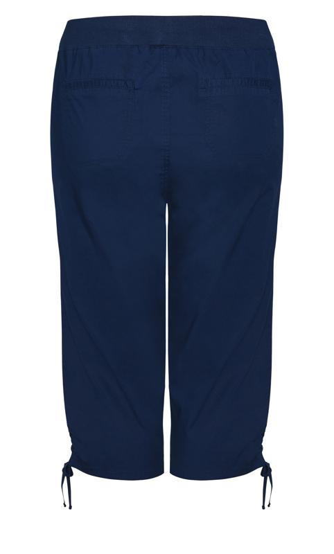 Evans Navy Blue Elasticated Waist Cropped Trousers 6