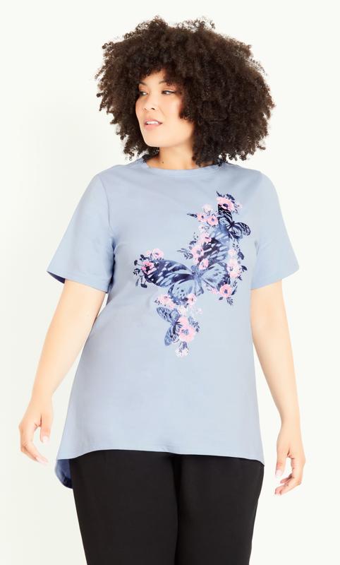 Blue Butterfly Print Top 2