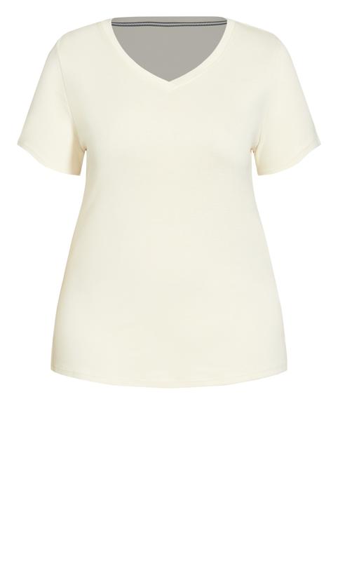Evans Cream V Neck Essential T-Shirt 4