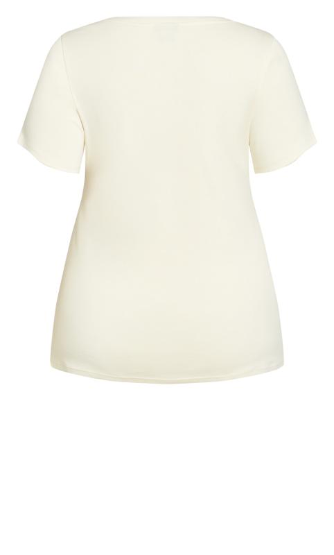 Evans Cream V Neck Essential T-Shirt 5