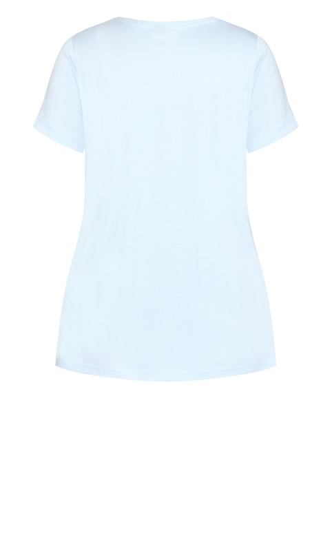 Evans Light Blue Gathered V-Neck T-Shirt 6