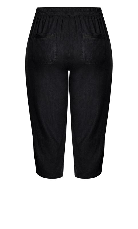 Black Linen Blend Crop Trouser 6