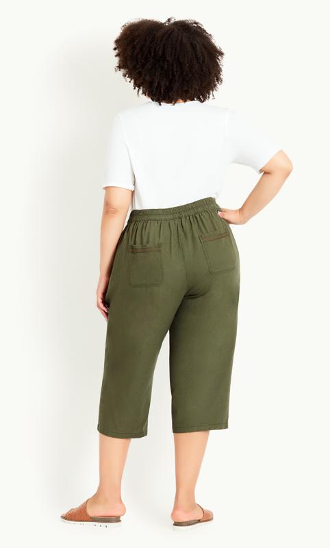 Khaki Linen Blend Crop Trouser 4