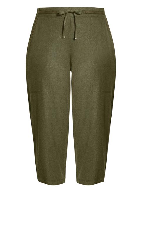 Khaki Linen Blend Crop Trouser 7