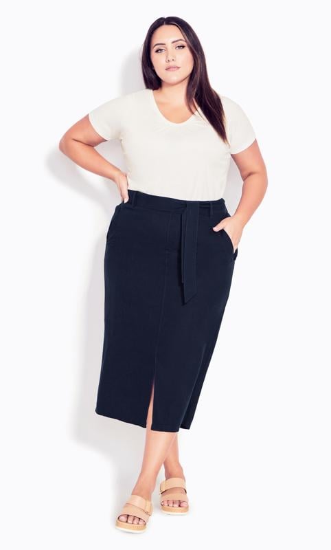 Linen Blend Navy Skirt 1