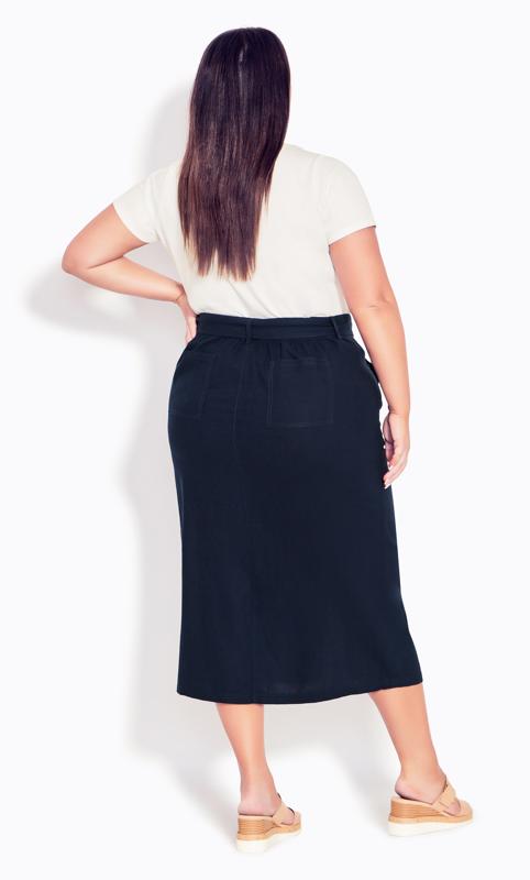 Linen Blend Navy Skirt 2