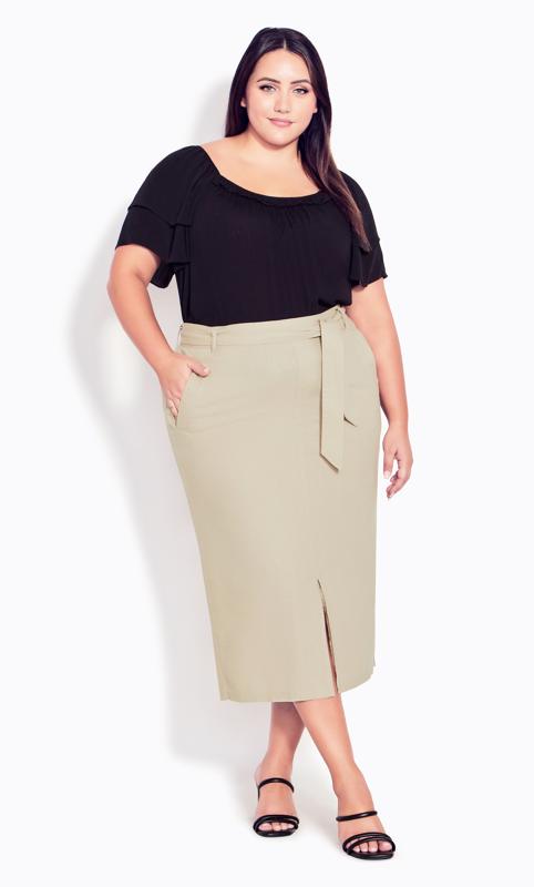  Grande Taille Evans Brown Linen Blend Skirt