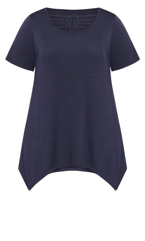 Evans Navy Cut Out Knotted T-Shirt 5