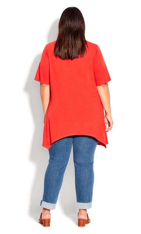 Evans Orange Knotted Cut Out Hanky Hem Tunic Top 4