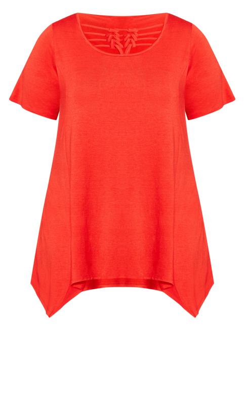 Evans Orange Knotted Cut Out Hanky Hem Tunic Top 5