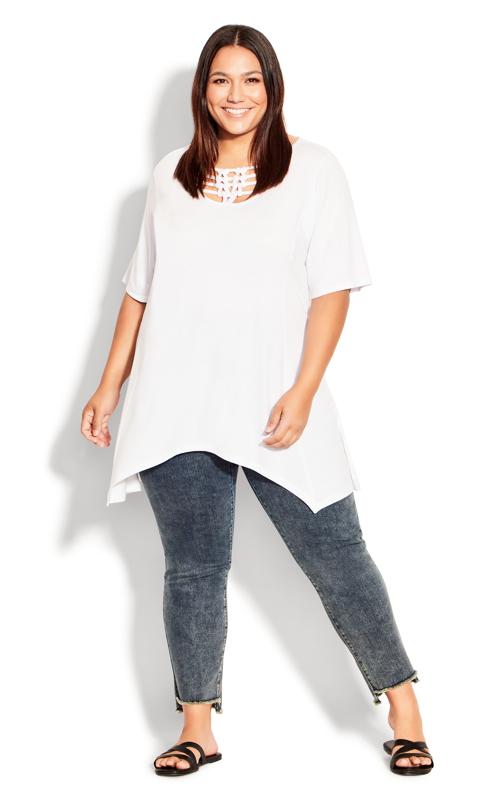 Evans White Cut Out Knotted T-Shirt 2