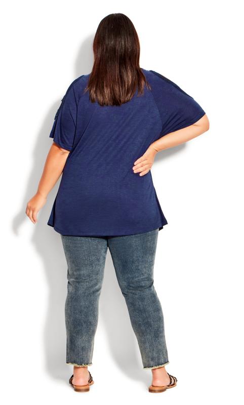 Evans Navy Blue Crochet Sleeve Top 5