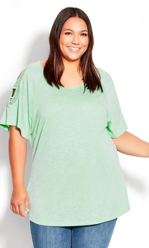 Evans Green Crochet Cut Out Top 1