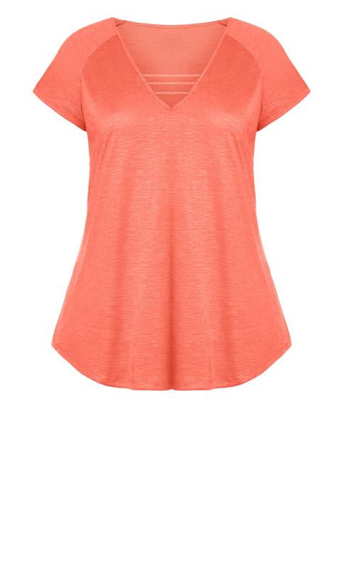 Evans Coral Orange Cutout T-Shirt 5