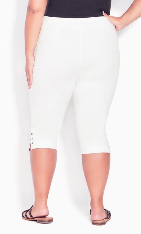 Evans White Cut Out Stud Cropped Leggings 6