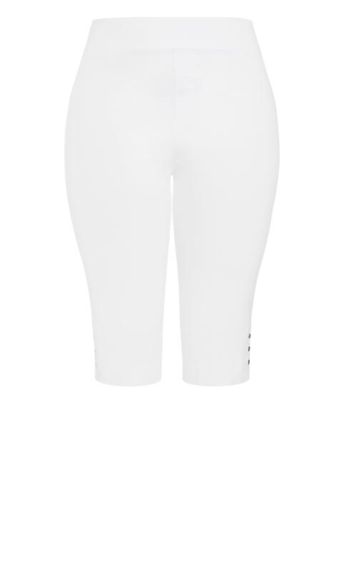 Evans White Cut Out Stud Cropped Leggings 5