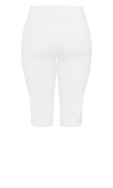 Evans White Cut Out Stud Cropped Leggings 6