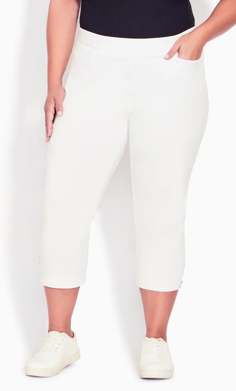 Evans White Lace Up Cropped Trousers 2