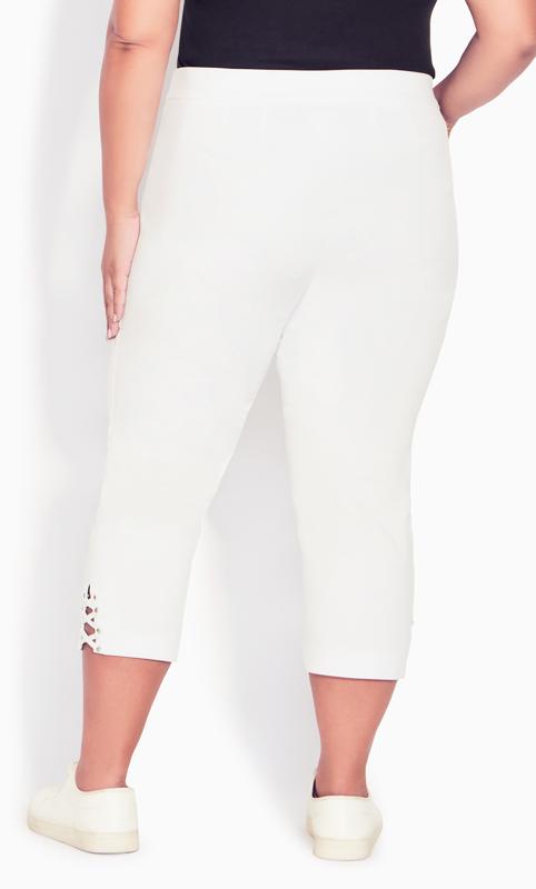 Evans White Lace Up Cropped Trousers 4