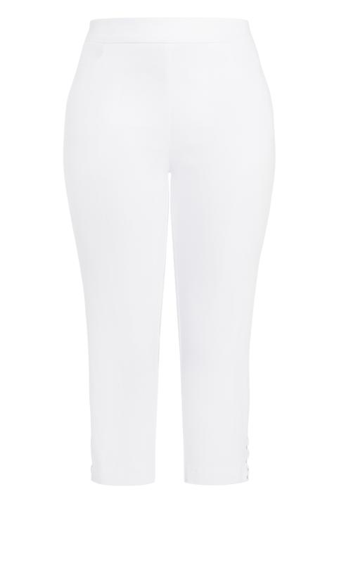 Evans White Lace Up Cropped Trousers 6