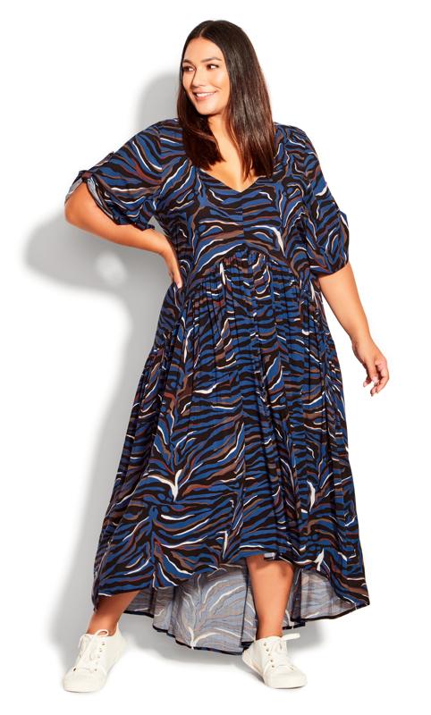 Val Print Blue Zebra Dress 1