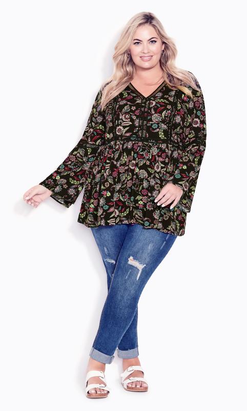 Evans Black Bohemian Print Top 1