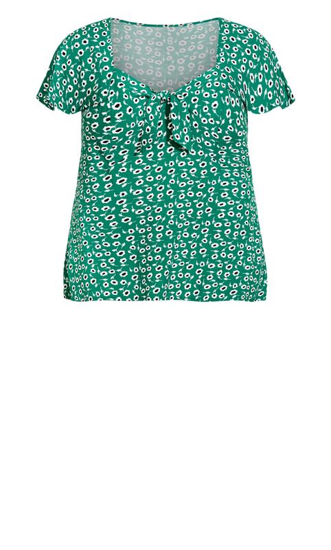 Evans Green Daisy Print Knot Front Top 5