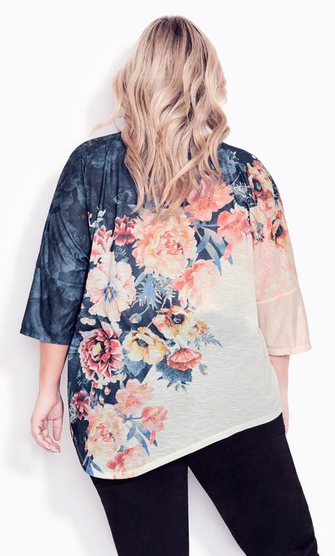 Evans Navy & White Floral Oversized Top 3
