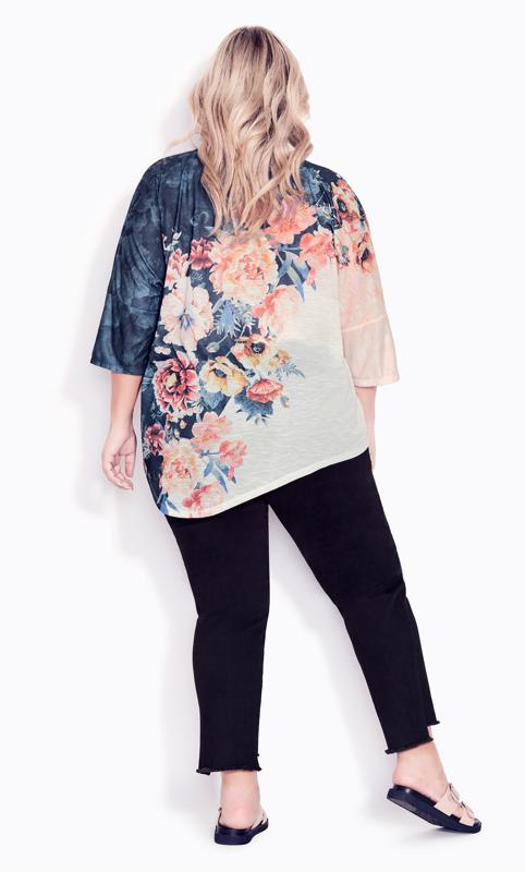 Evans Navy & White Floral Oversized Top 4