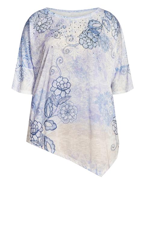 Evans Lilac Purple Floral Print Stud Detail T-shirt 5