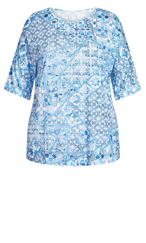 Evans Blue & White Tile Print T-Shirt 5