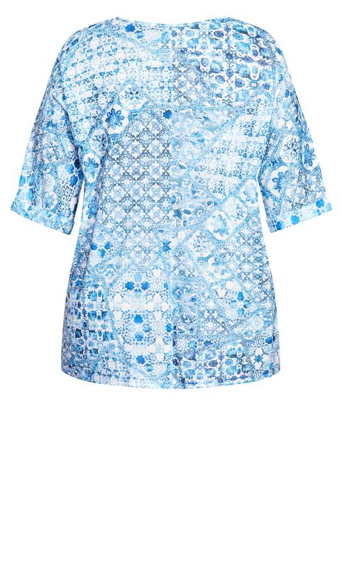Evans Blue & White Tile Print T-Shirt 6