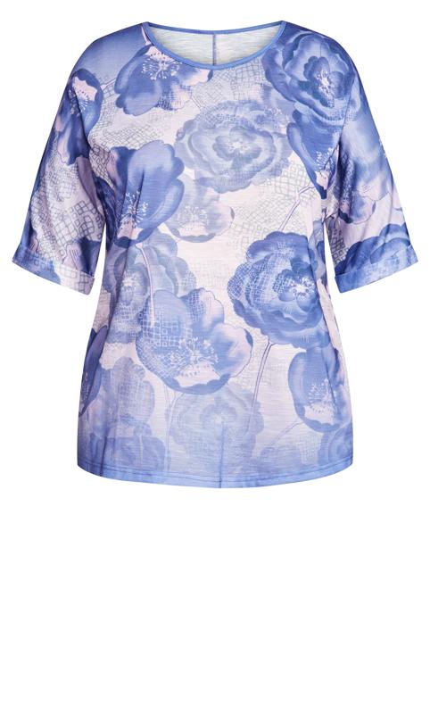 Evans Purple Floral Print Graphic T-Shirt 5