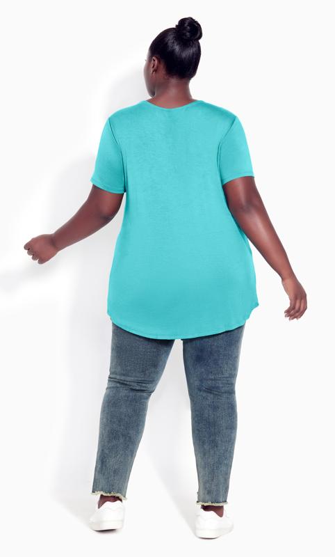 Evans Blue Turquoise Cut Out Shoulder T-Shirt 4