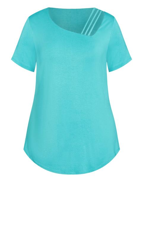 Evans Blue Turquoise Cut Out Shoulder T-Shirt 5