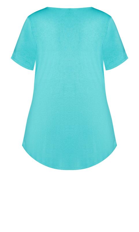 Evans Blue Turquoise Cut Out Shoulder T-Shirt 6
