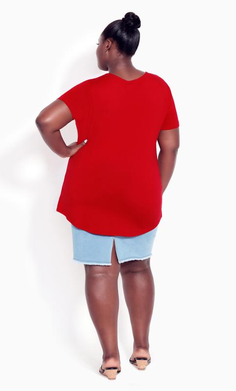 Evans Red Cut Out Shoulder T-Shirt 4