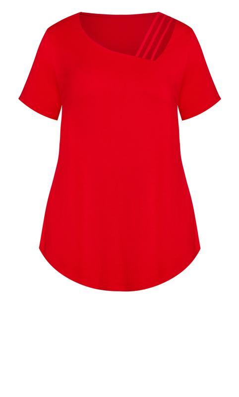 Evans Red Cut Out Shoulder T-Shirt 5