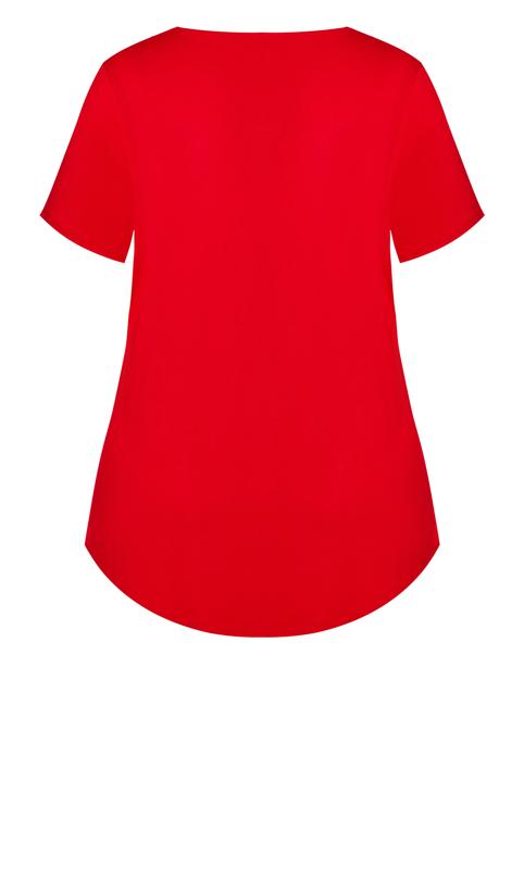 Evans Red Cut Out Shoulder T-Shirt 6