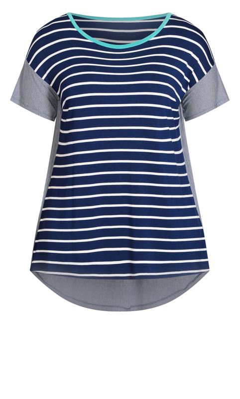 Evans Navy Stripe Colourblock T-Shirt 6