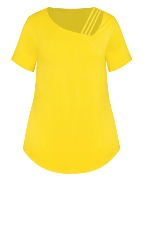 Evans Bright Yellow Cut Out Longline T-Shirt 5