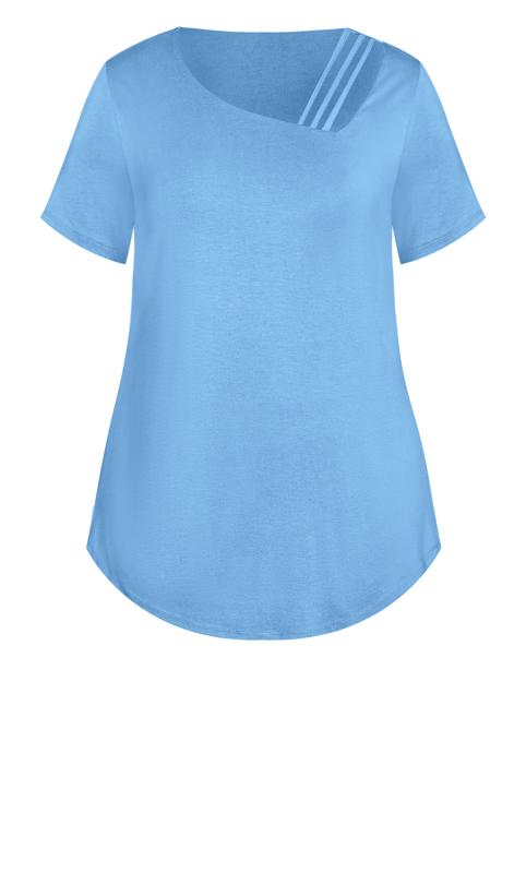 Evans Light Blue Asymetrical Neck Detail T-Shirt 5