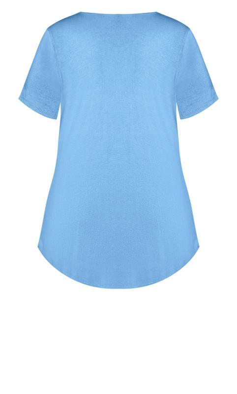 Evans Light Blue Asymetrical Neck Detail T-Shirt 6
