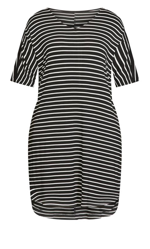 Evans Black Stripe Print Pocket Dress 3