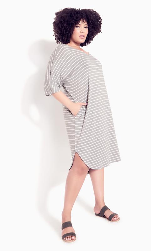 Plus Size  Zim & Zoe Grey Stripe Pocket Dress